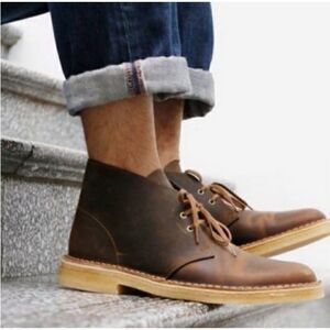Clarks Bushacre Brown Leather Boots Mens Sz 9